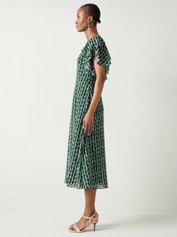 L.K.Bennett Agnes Midi Dress, Navy/Multi - view 2, Navy/Multi
