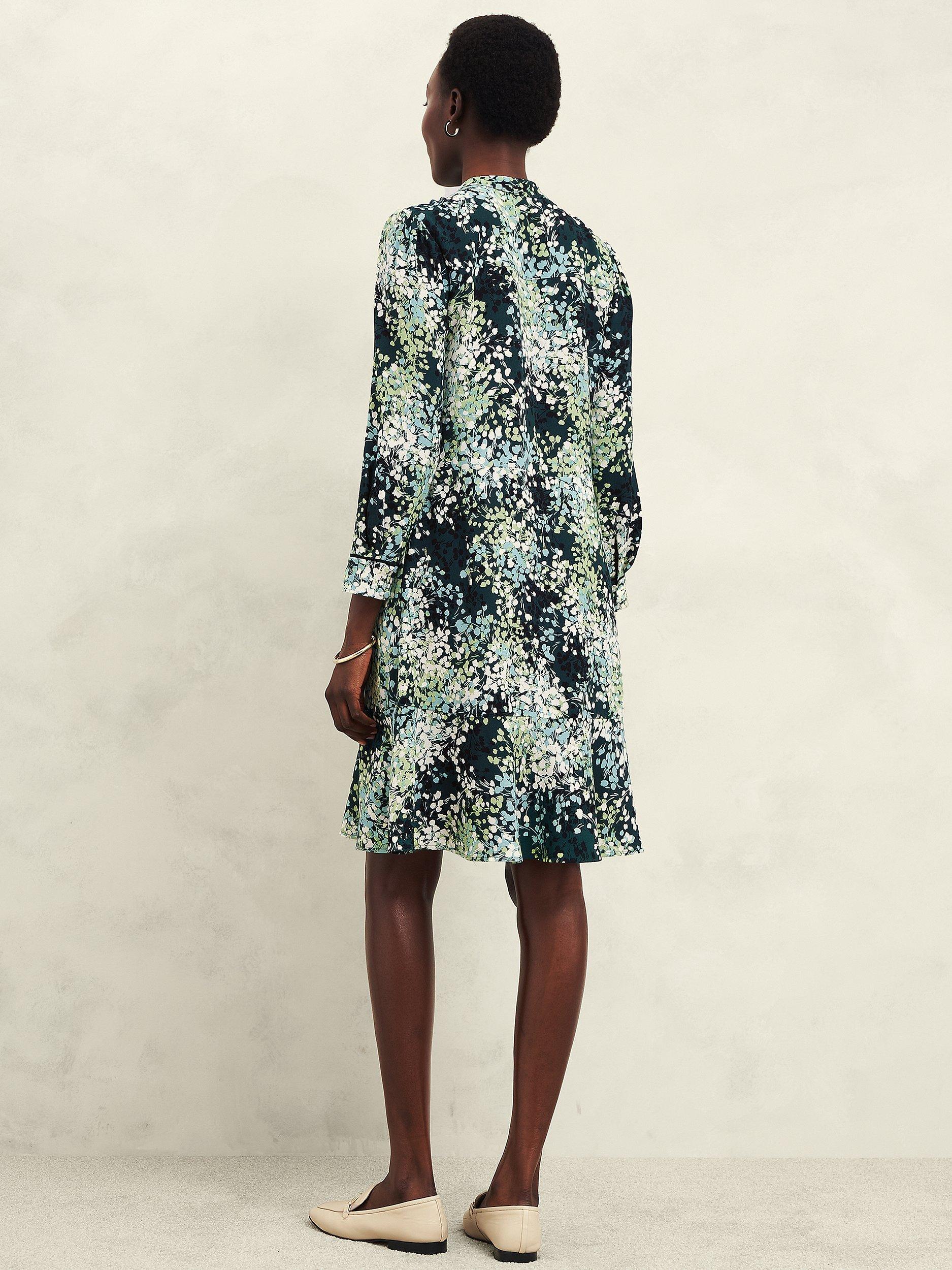 Product image 2 of 6, which shows Hobbs Nelle Floral Dress, Green/Multi, 18