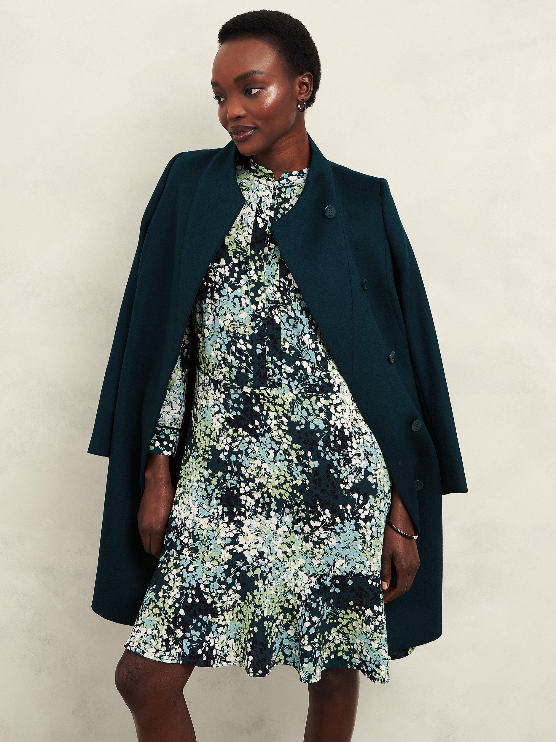 Product image 6 of 6, which shows Hobbs Nelle Floral Dress, Green/Multi, 18