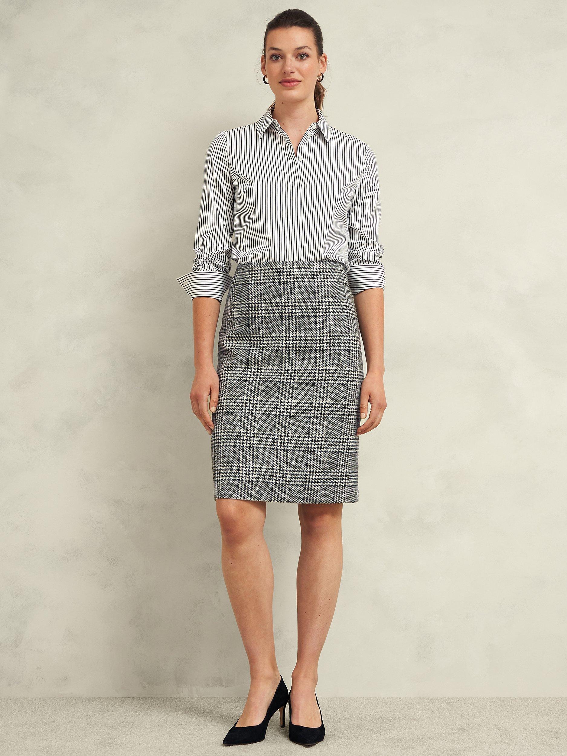 Hobbs Brea Check Wool Mini Skirt Black White