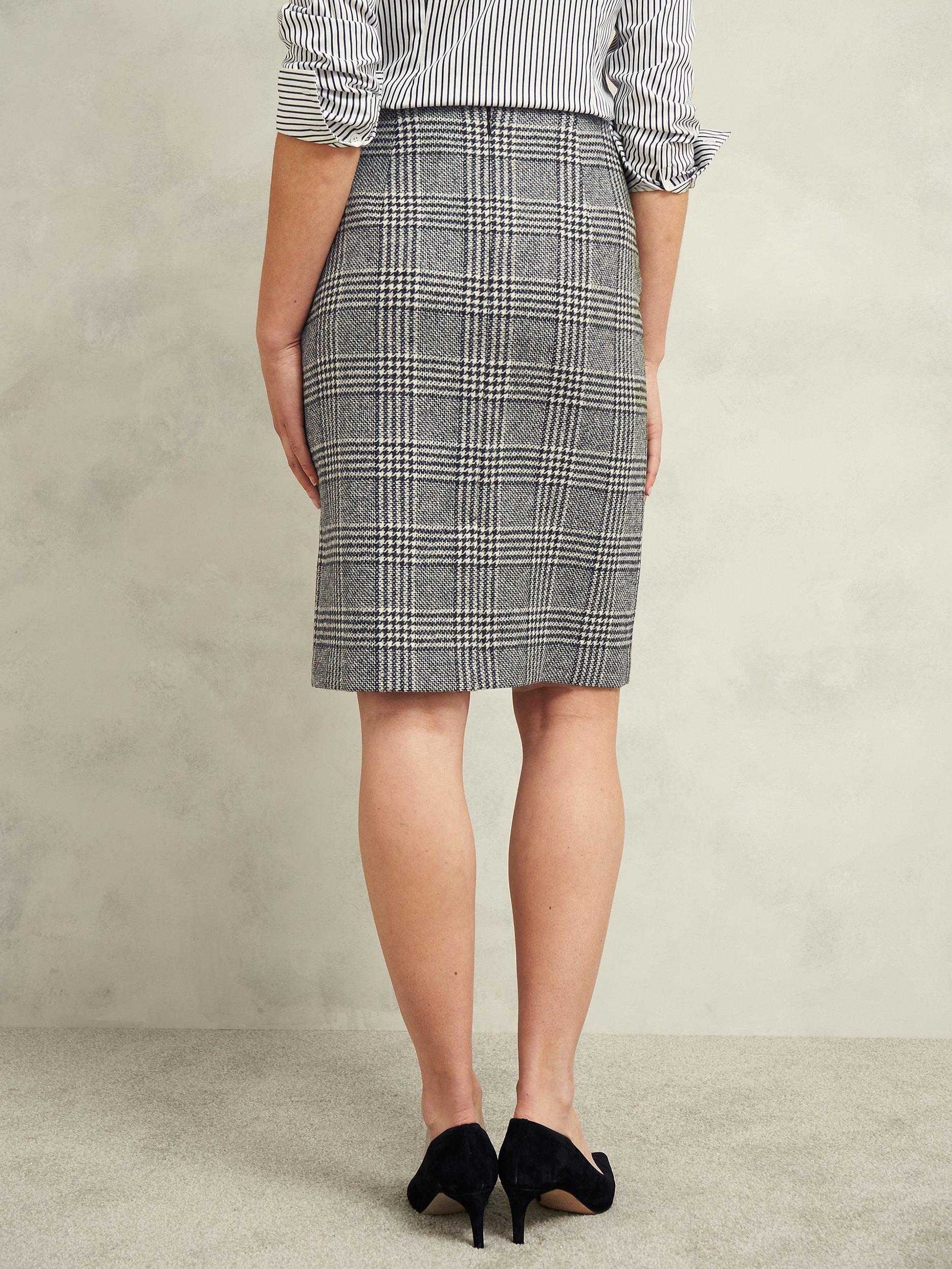 Hobbs Brea Check Wool Mini Skirt Black White