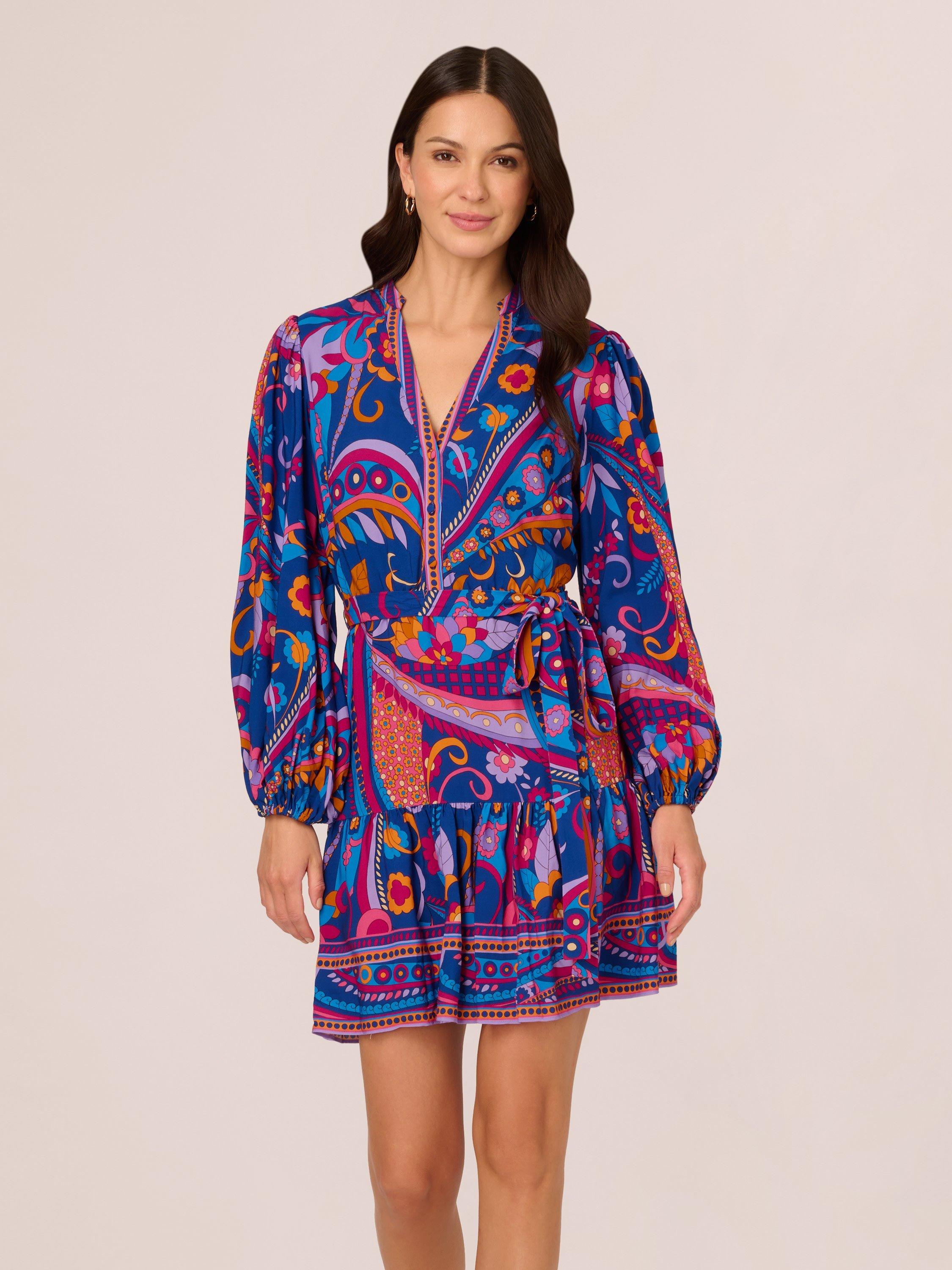 Adrianna by Adrianna Papell Printed Mini Dress, Blue/Multi