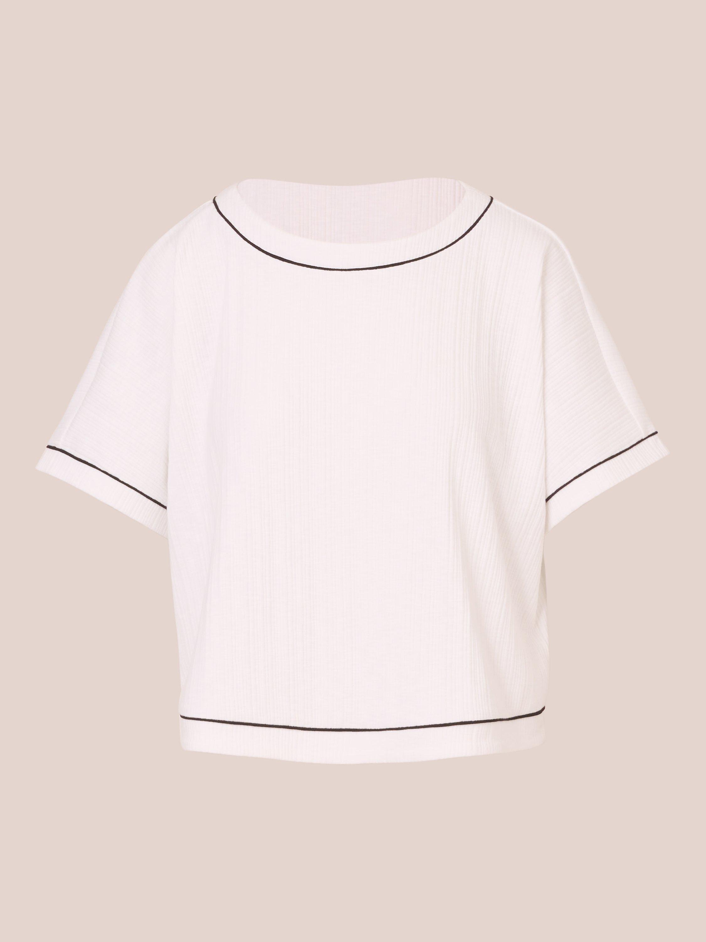 Product image 6 of 7, which shows Adrianna Papell Rib Knit Top, White/Black, XS