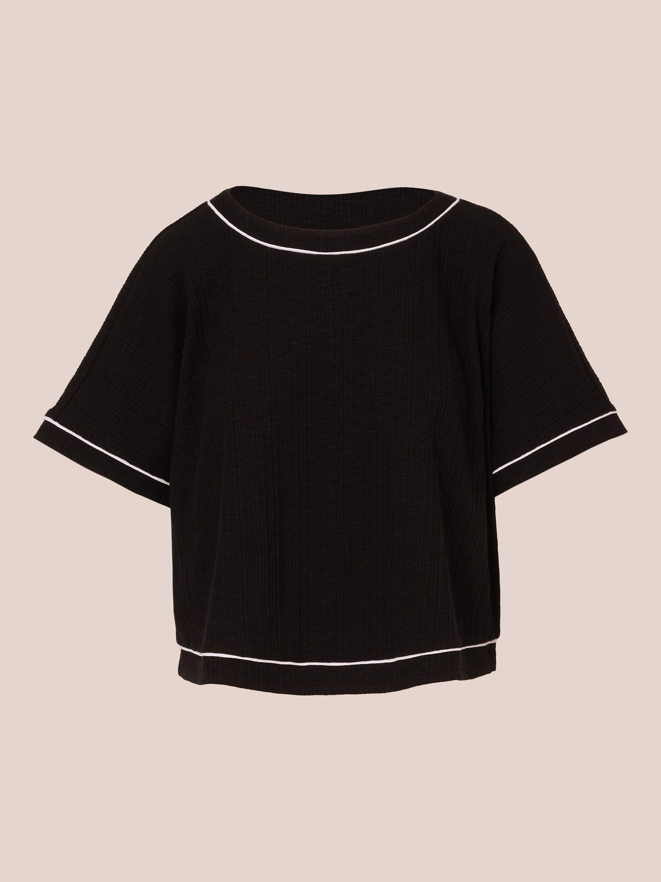 Product image 6 of 7, which shows Adrianna Papell Rib Knit Top, Black/White, L