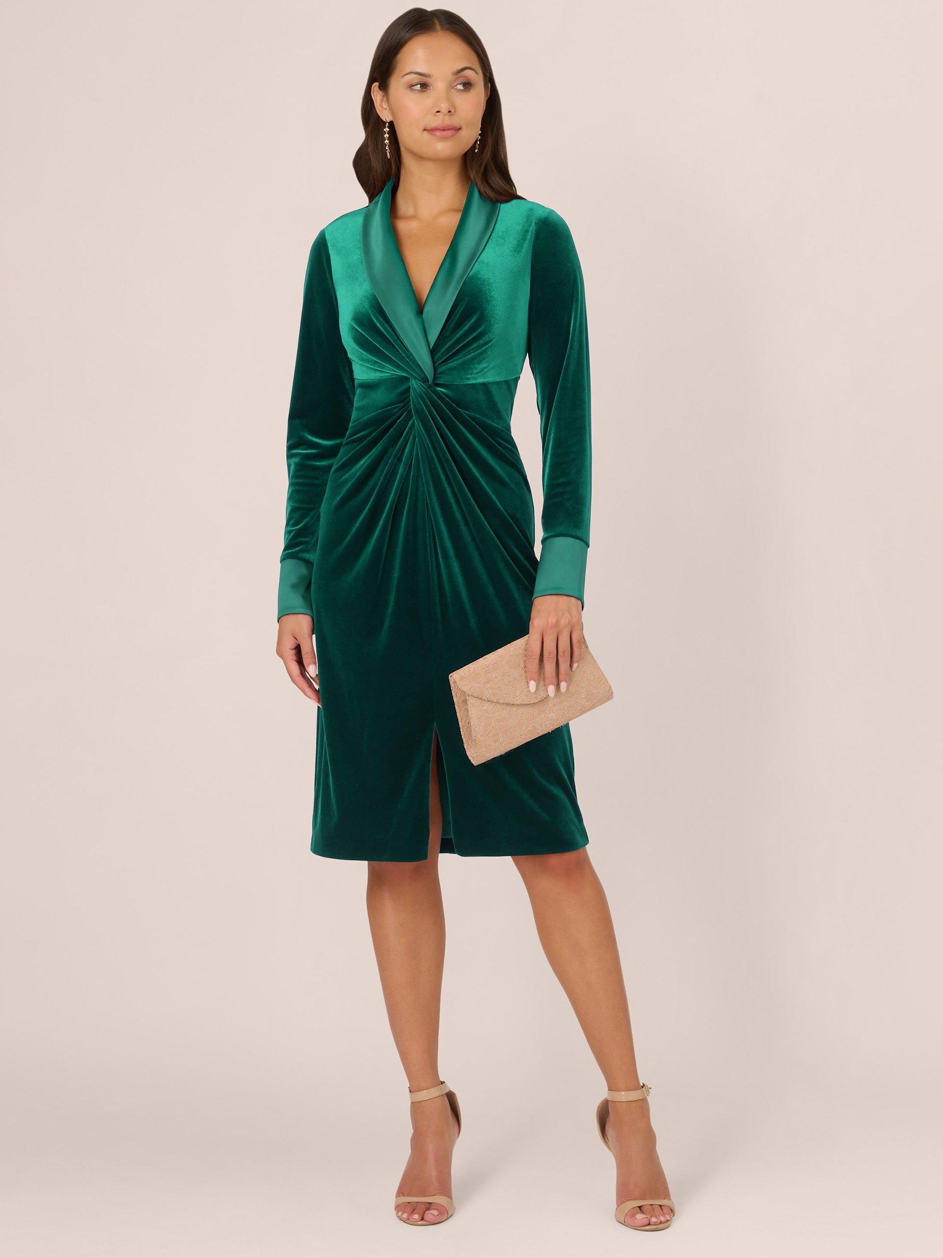 Adrianna Papell Velvet Tuxedo Dress Hunter Green