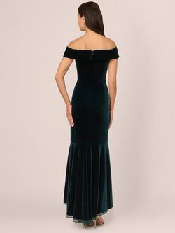 Adrianna Papell Velvet Off The Shoulder Maxi Dress, Dark Emerald - view 2, Dark Emerald