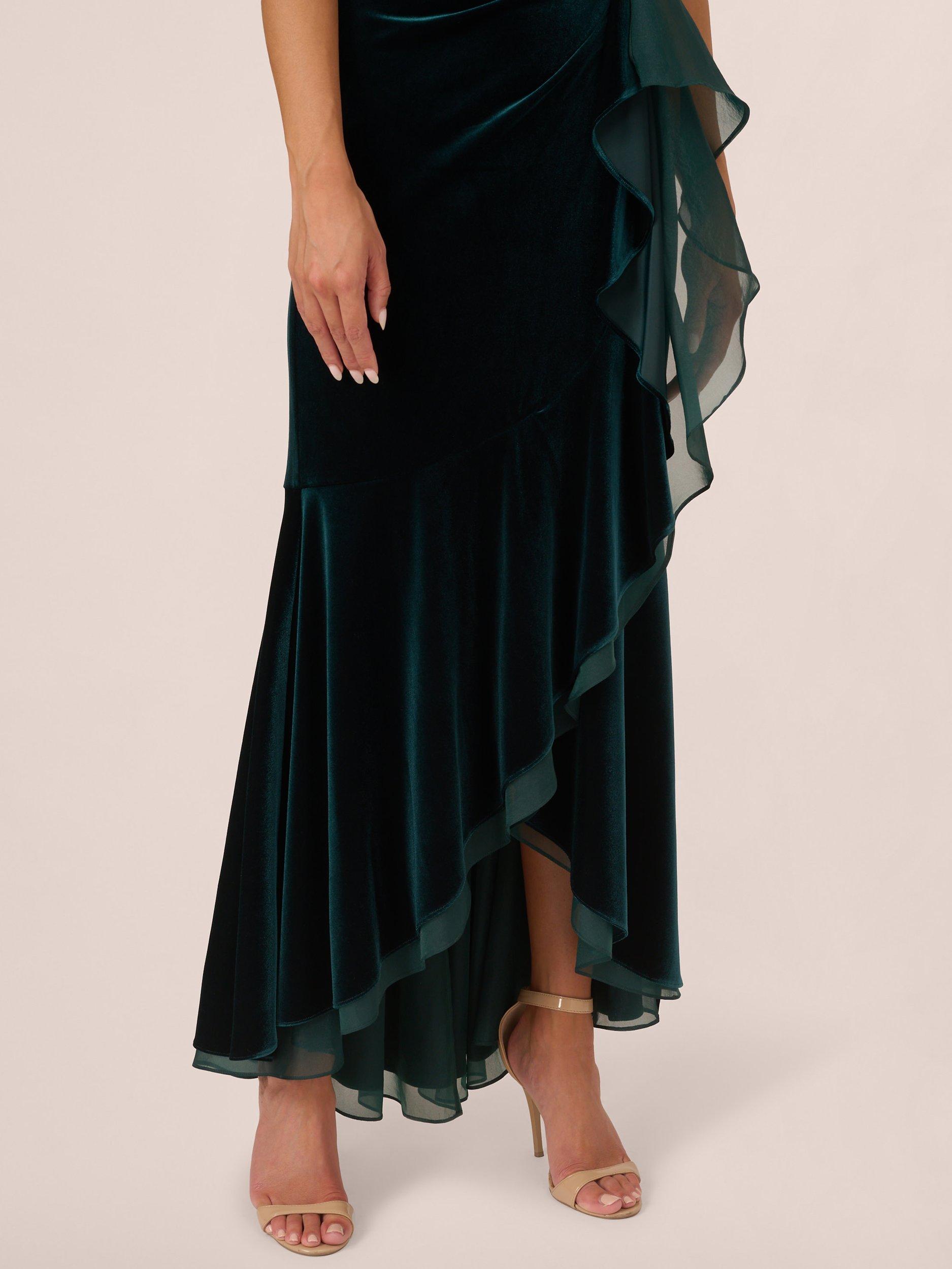 Product image 5 of 7, which shows Adrianna Papell Velvet Off The Shoulder Maxi Dress, Dark Emerald, 6