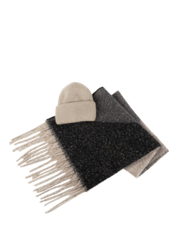 totes Chunky Woven Blanket Scarf & Hat Set, Oat, Oat