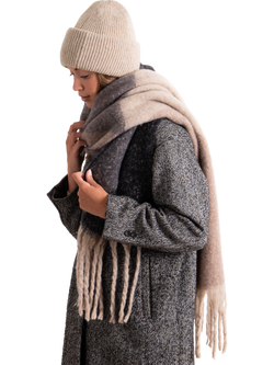 totes Chunky Woven Blanket Scarf & Hat Set, Oat - view 2, Oat