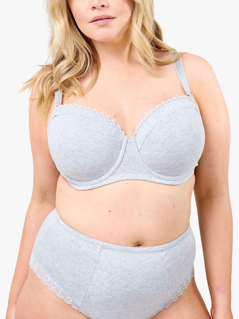 Product image 1 of 6, which shows Oola Lingerie Soft Cotton T-Shirt Bra, Grey Marl, 38D