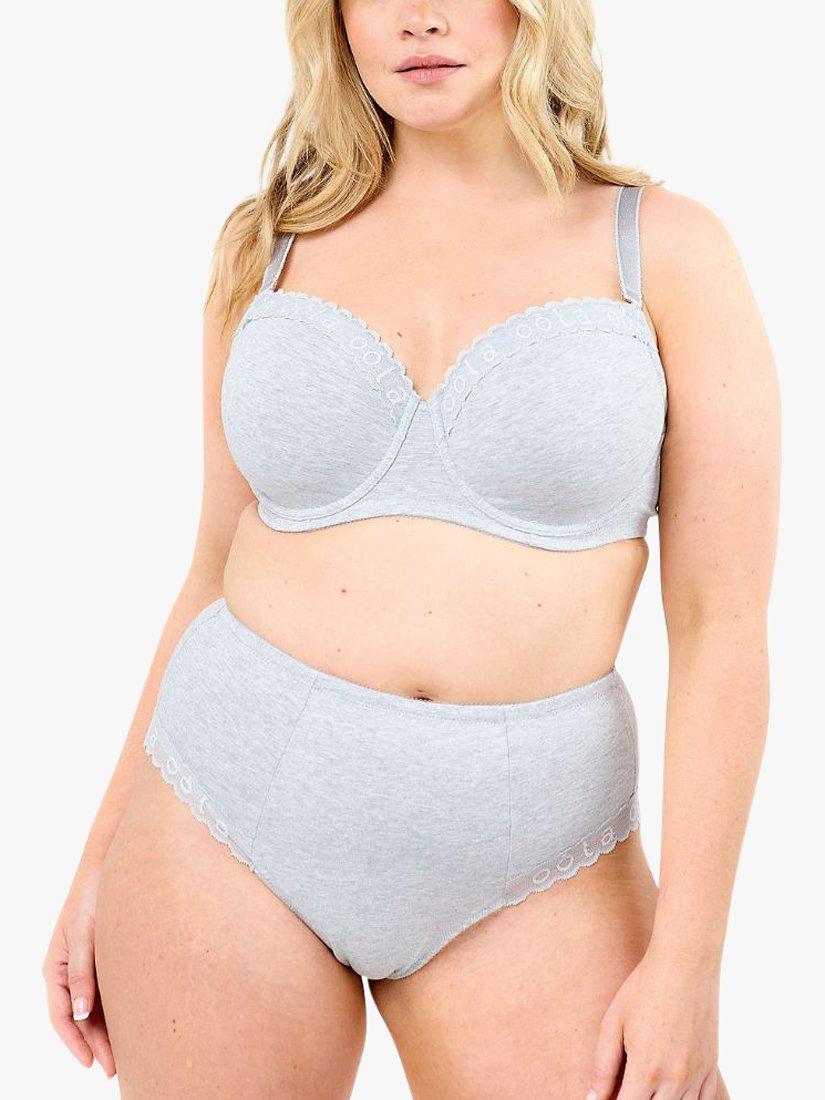 Product image 2 of 6, which shows Oola Lingerie Soft Cotton T-Shirt Bra, Grey Marl, 38D