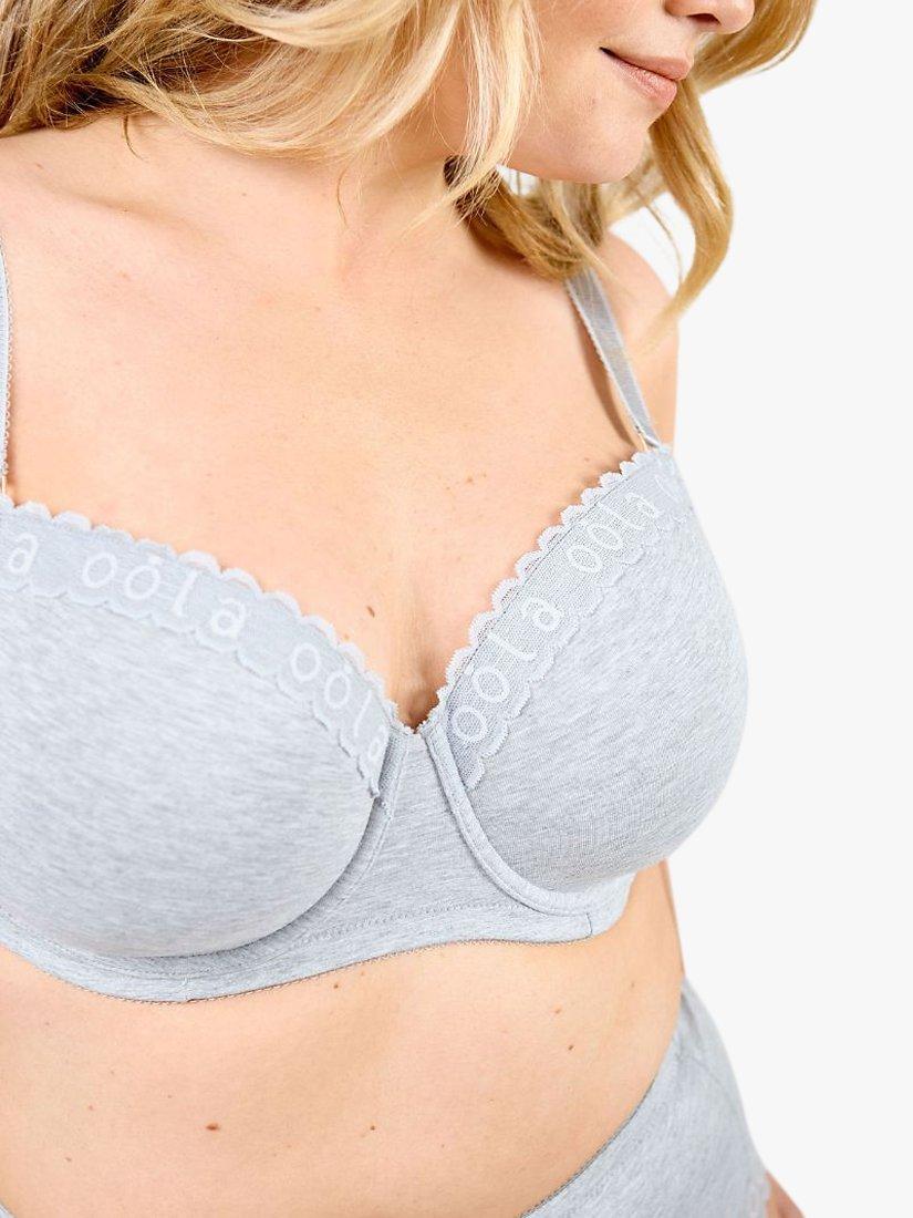 Product image 5 of 6, which shows Oola Lingerie Soft Cotton T-Shirt Bra, Grey Marl, 38D
