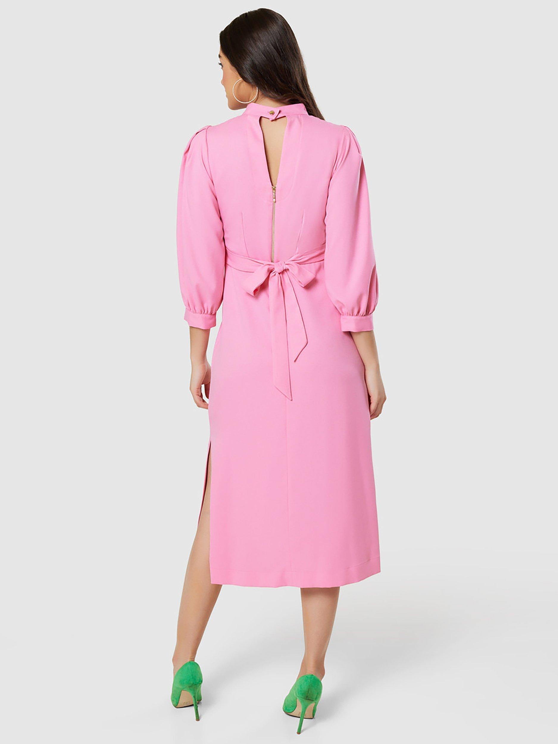 Product image 4 of 4, which shows Closet London A-Line Puff Sleeve Dress, Soft Pink, 10