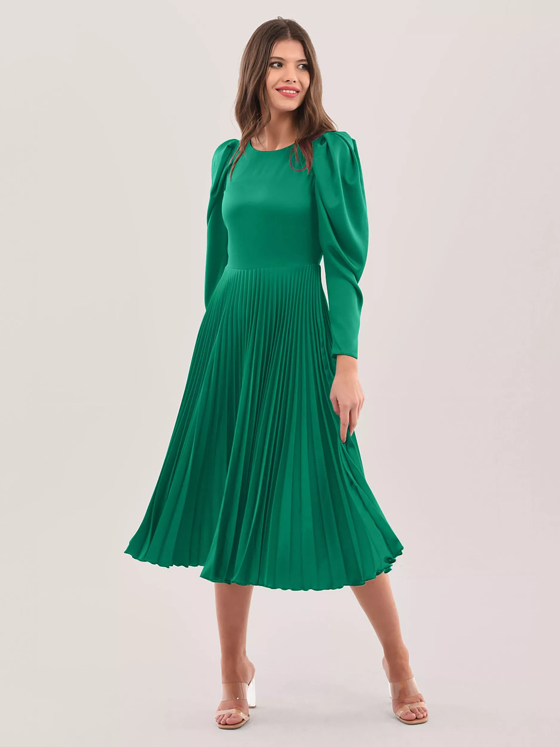 Closet London Pleated Midi Dress Emerald