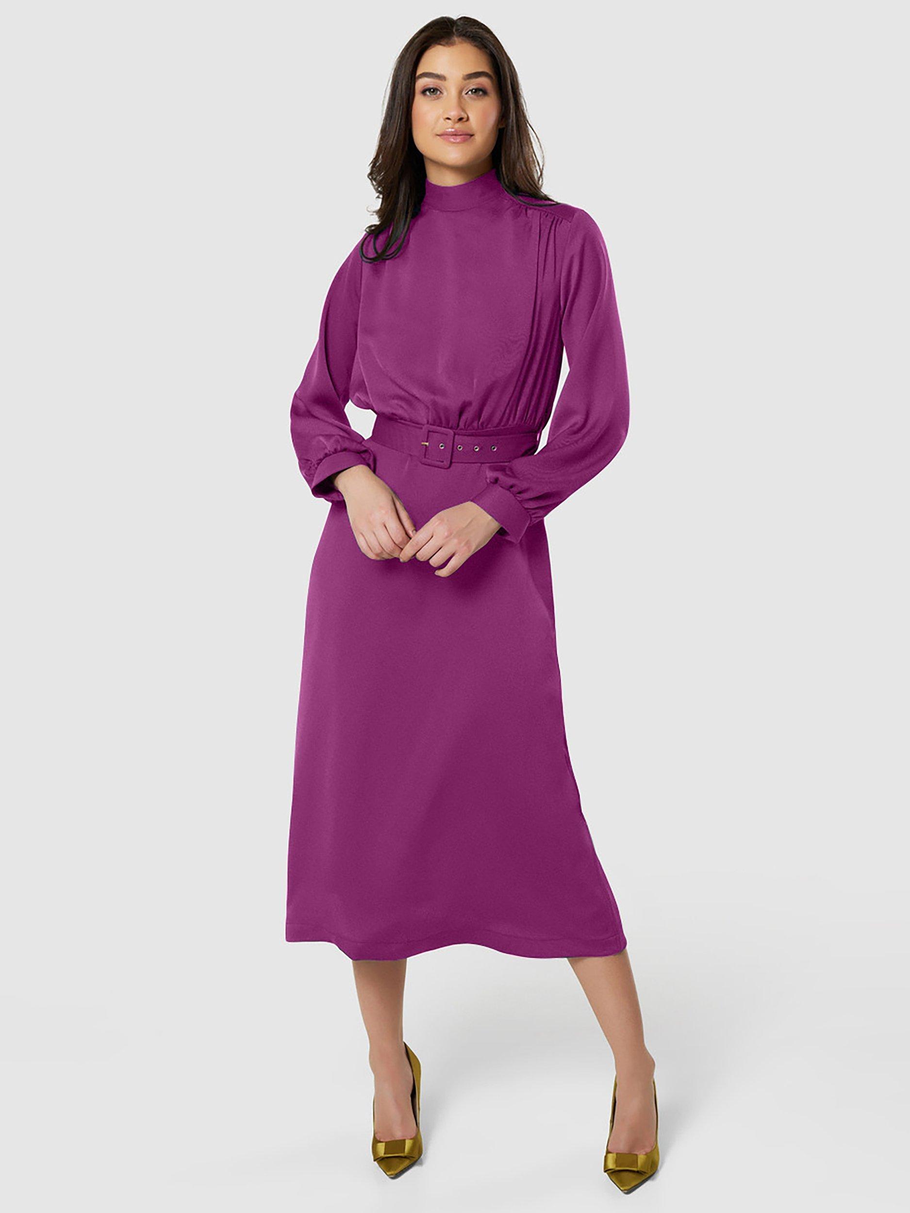 Closet London High Neck Midi Dress, Magenta