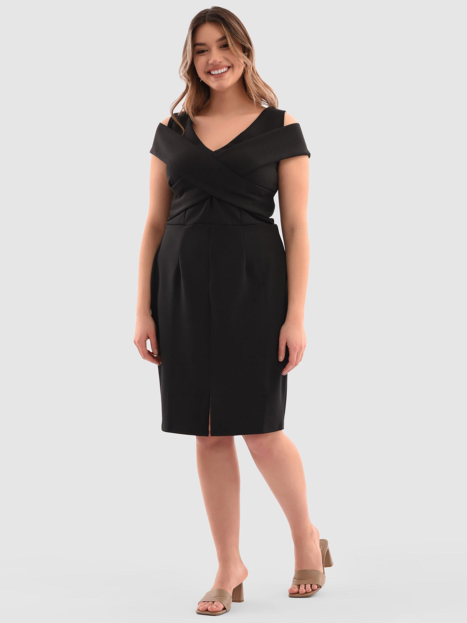 Product image 3 of 4, which shows Closet London Curves Bodycon Dress, Black, 12