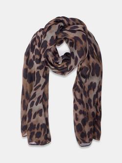 Mint Velvet Leopard Print Scarf, Brown/Multi, Brown/Multi