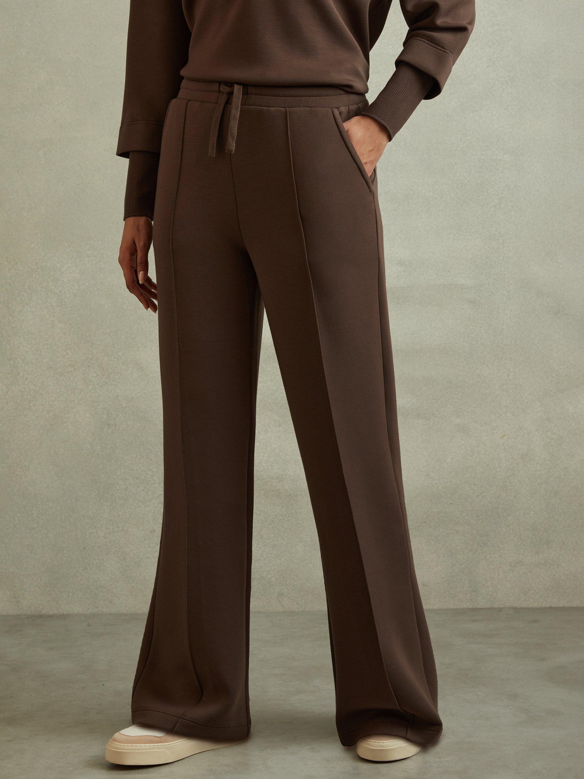 Product image 1 of 3, which shows Reiss Bernie Wide Leg Trousers, Chocolate, XS