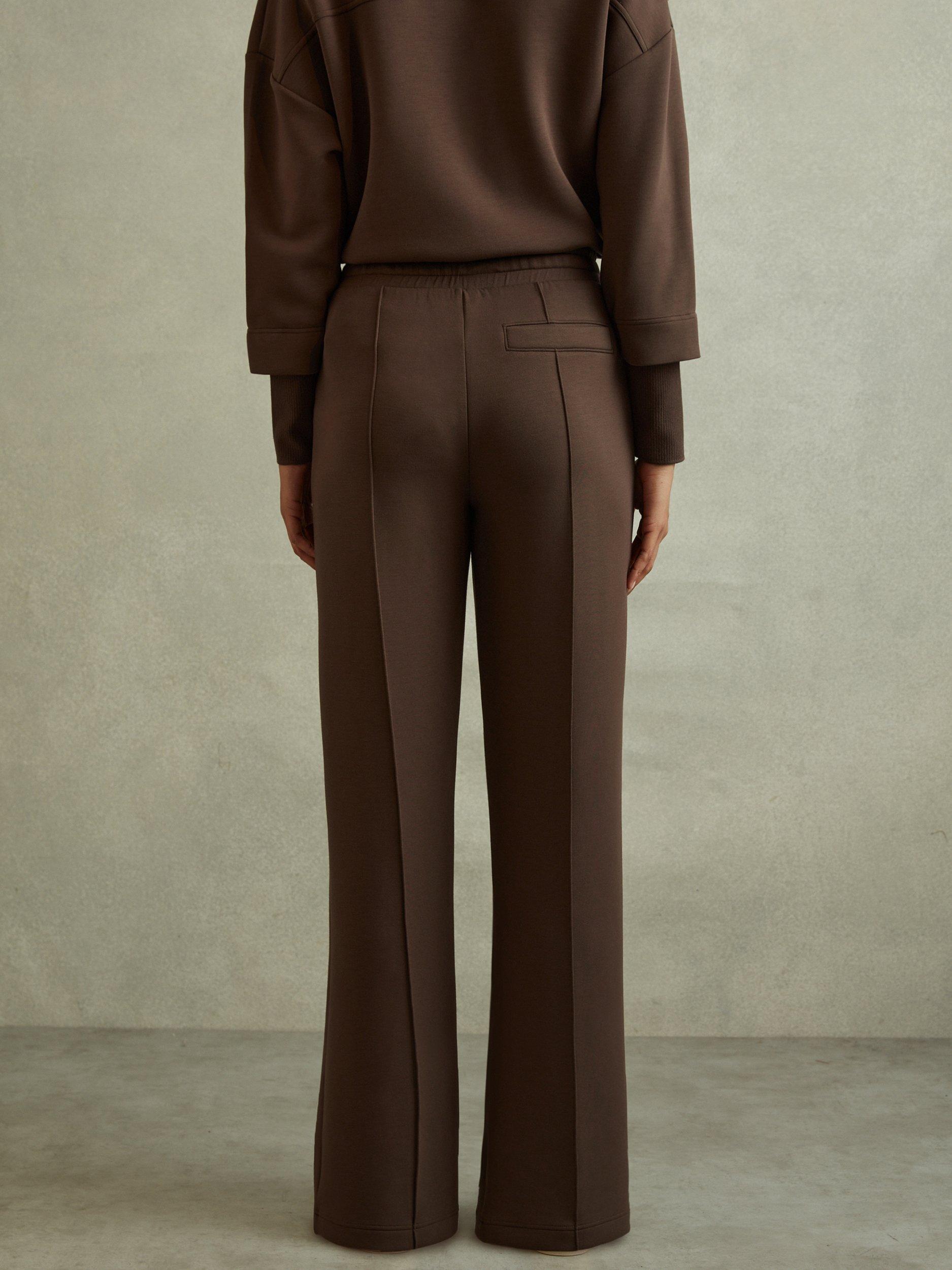 Product image 3 of 3, which shows Reiss Bernie Wide Leg Trousers, Chocolate, XS