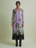 FLORERE Floral Pleated Maxi Dress, Lilac/Multi