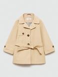 Mango Kids' Gisele Classic Trench Coat, Light Pastel Brown