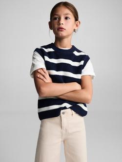 Mango Kids' Seamless Wide Leg Jeans, Light Brown, Light Brown