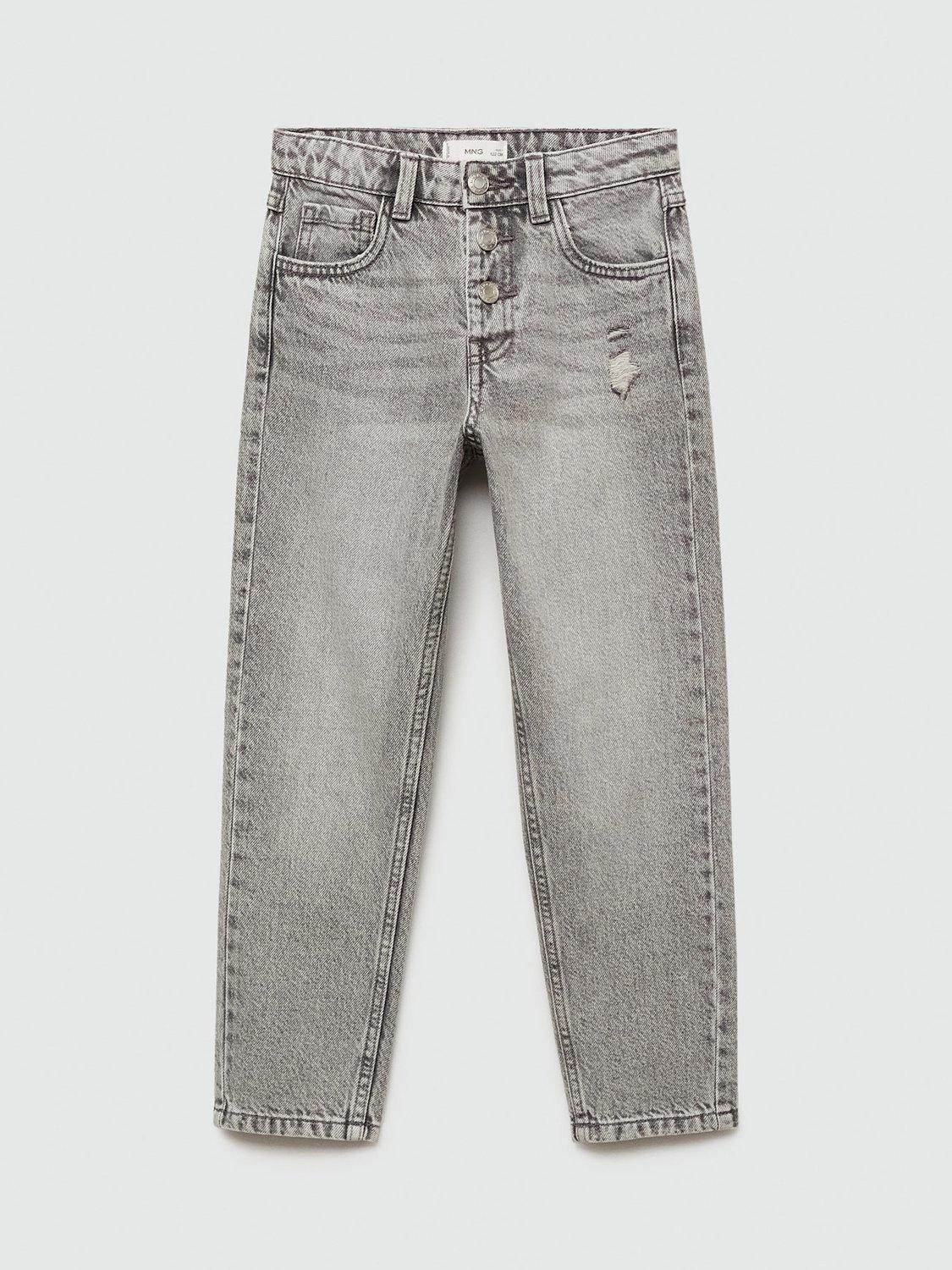 Product image 3 of 6, which shows Mango Kids' Greya Cotton Mom Jeans, Open Grey, 8 years