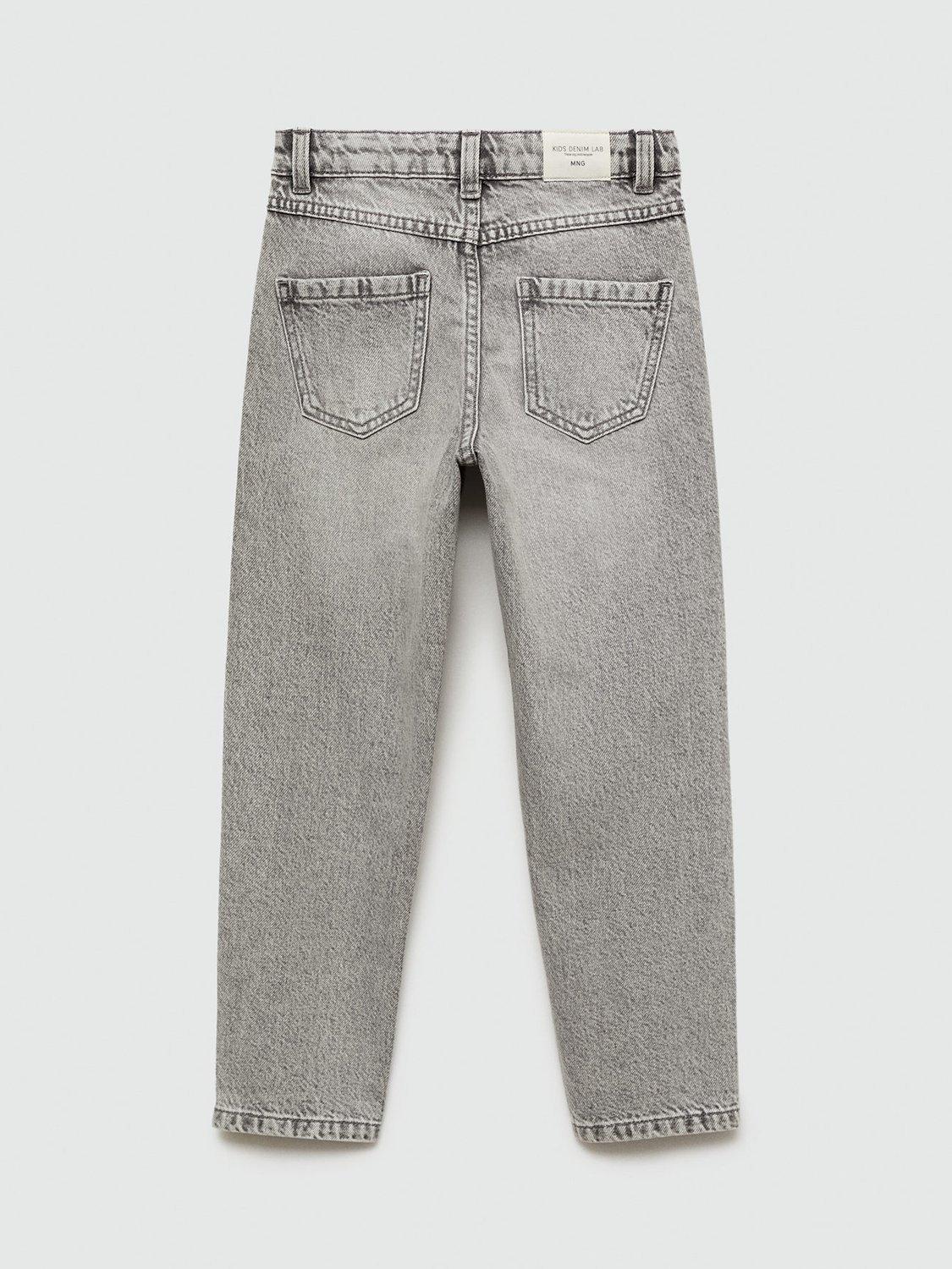 Product image 4 of 6, which shows Mango Kids' Greya Cotton Mom Jeans, Open Grey, 8 years
