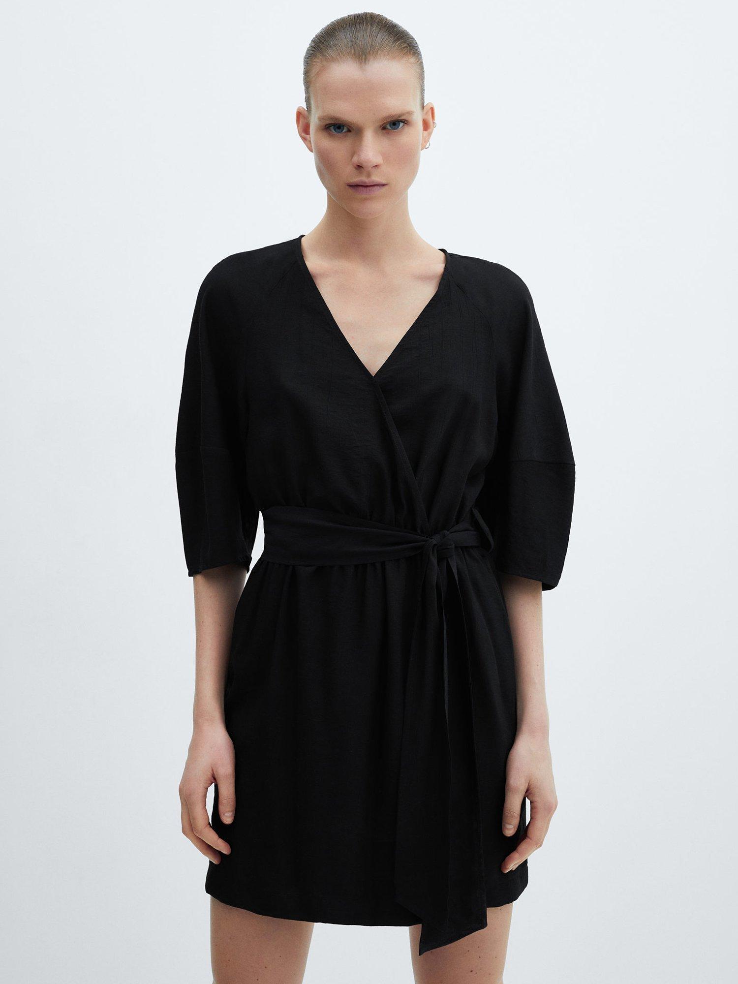 Mango Wally Wrap Mini Dress Black