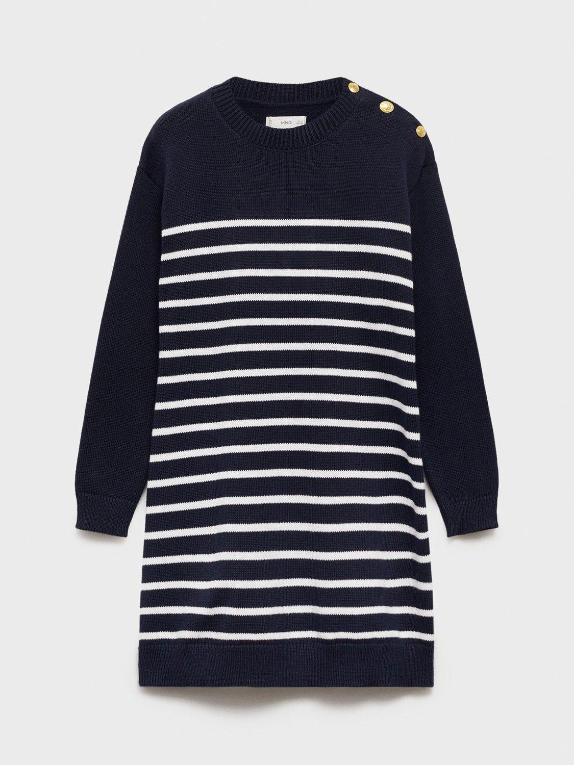 Mango Kids' Amelie Stripe Jumper Dress, Navy