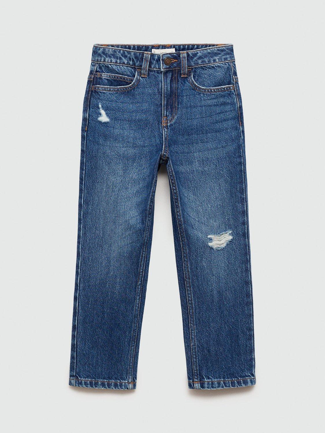 Mango Kids' Dad Straight Jeans, Navy, Navy