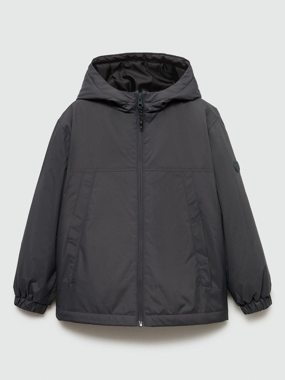 Mango Pepe Hooded Parka Jacket, Charcoal