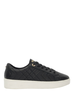 Dune London Egent Quilted Leather Flatform Trainers, Black