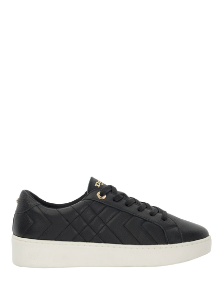 Dune London Egent Quilted Leather Flatform Trainers, Black