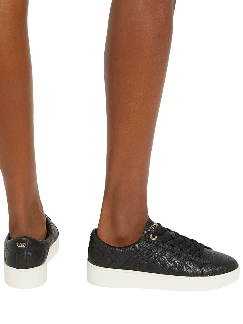 Product image 6 of 6, which shows Dune London Egent Quilted Leather Flatform Trainers, Black, 3