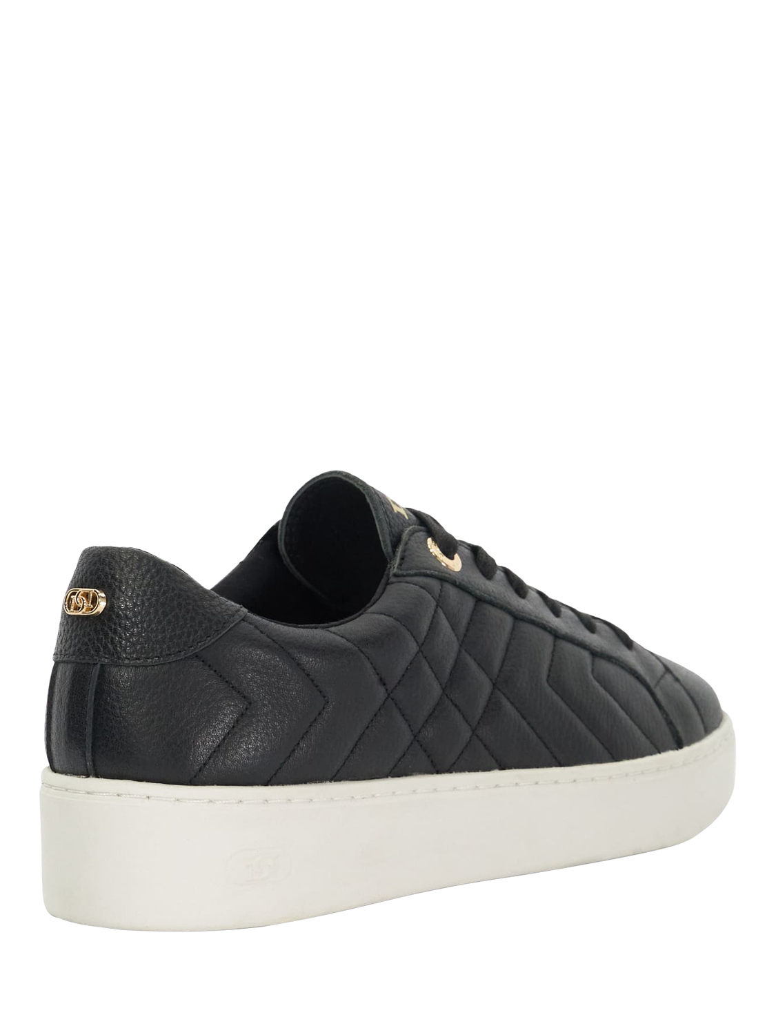 Product image 4 of 6, which shows Dune London Egent Quilted Leather Flatform Trainers, Black, 3