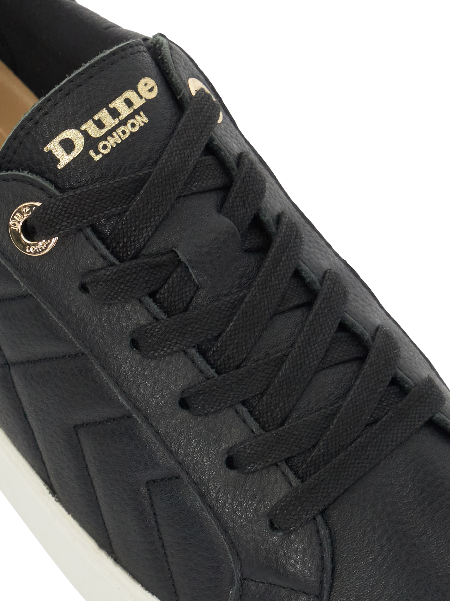 Product image 5 of 6, which shows Dune London Egent Quilted Leather Flatform Trainers, Black, 3