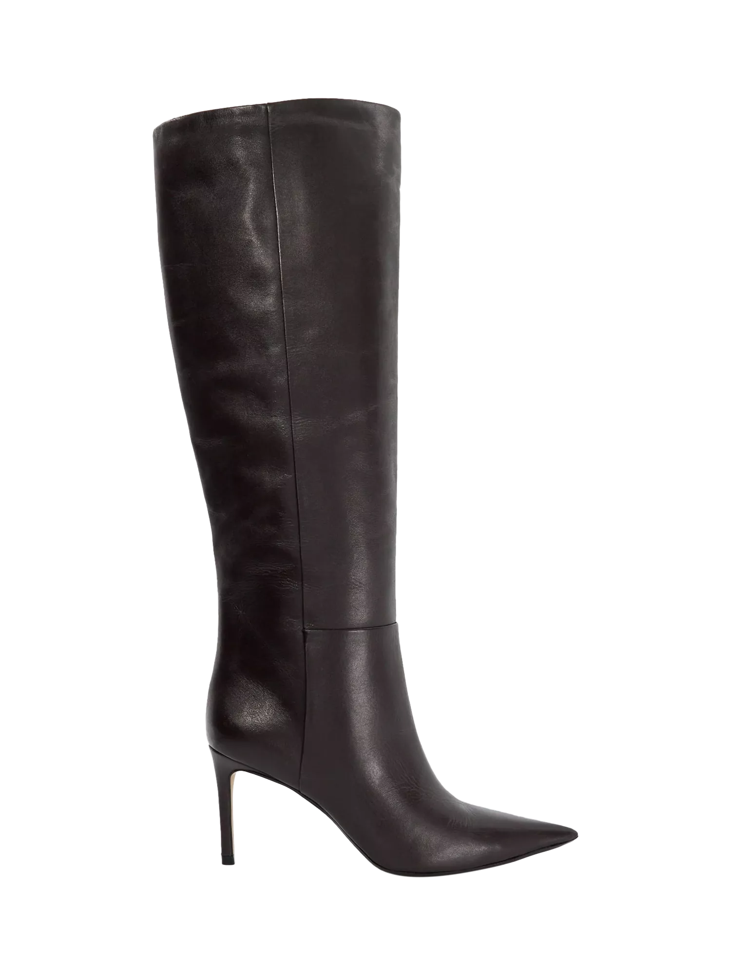 Dune Serve Stiletto Heel Knee High Leather Boots Burgundy