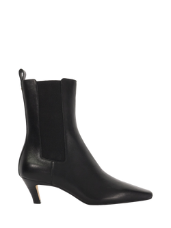 Dune London Odele Leather Heeled Pointed Boots, Black, Black