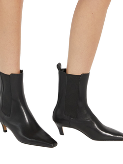 Dune London Odele Leather Heeled Pointed Boots, Black - view 2, Black