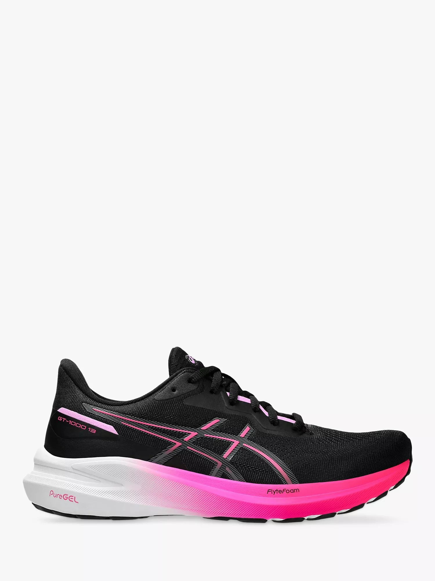 ASICS Women s GT 1000 13 Sports Trainers Black Pink Glo