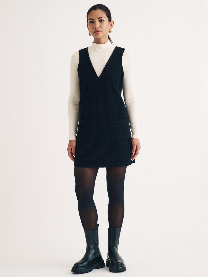 Black tight pinafore dress best sale