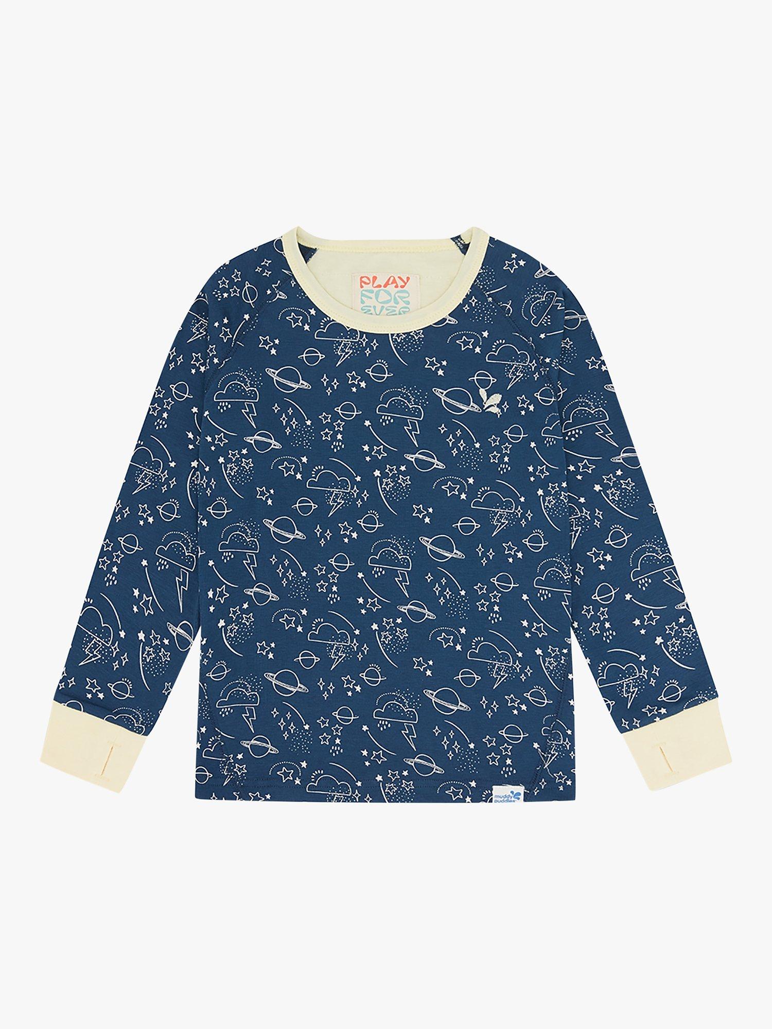Muddy Puddles Kids' Thermal Baselayer Top, Navy/Multi