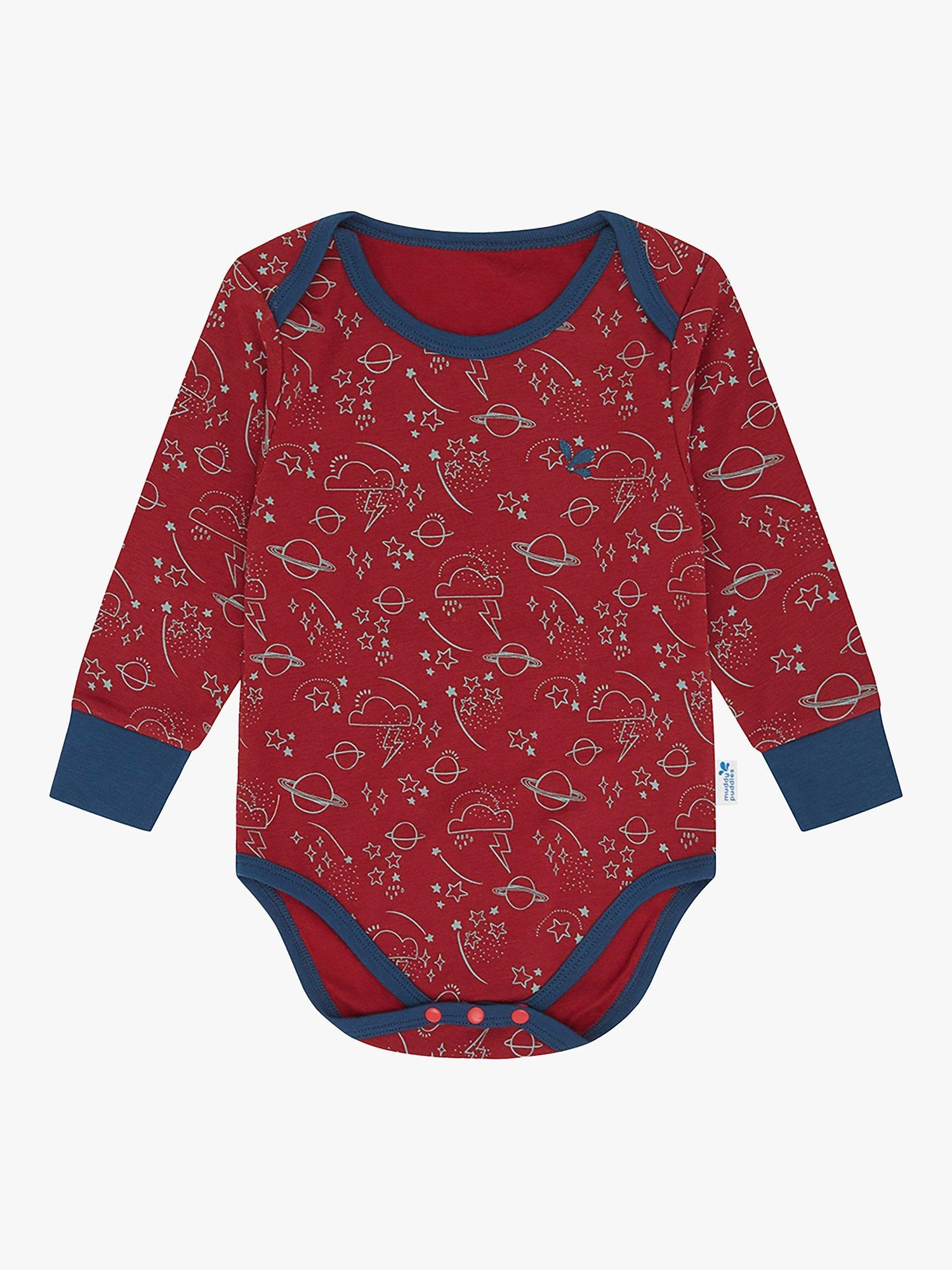 Muddy Puddles Kids' Thermal Baselayer Babygrow, Red/Multi