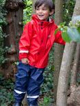 Muddy Puddles Kids' Waterproof Rainy Day Jacket & Trousers Set, Red/Navy