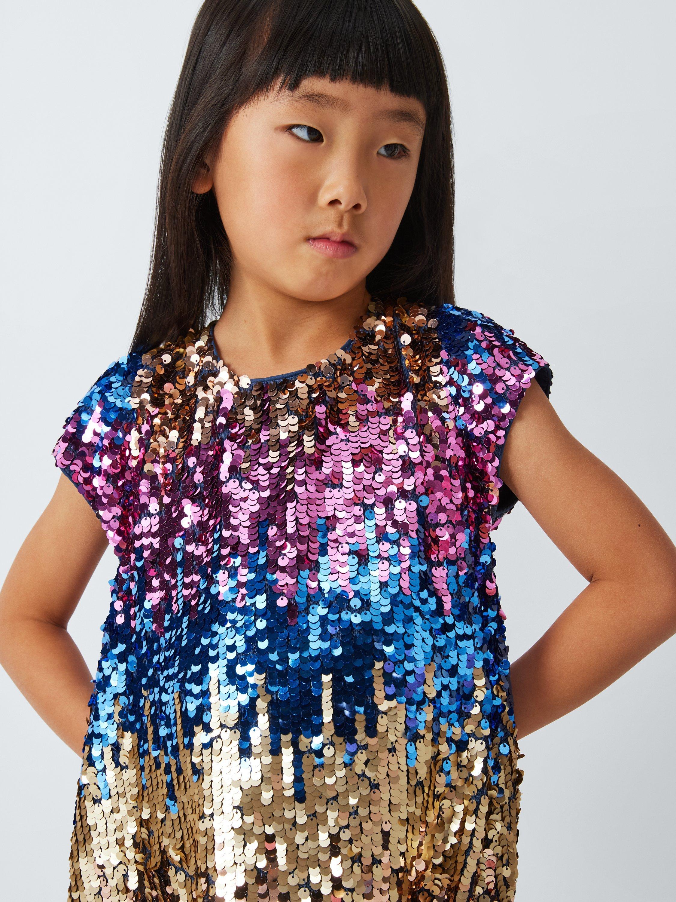 John Lewis Kids' Ombre Sequin Party Dress, Multi