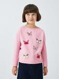 John Lewis Kids' Textured Butterfly Long Sleeve Top, Pink