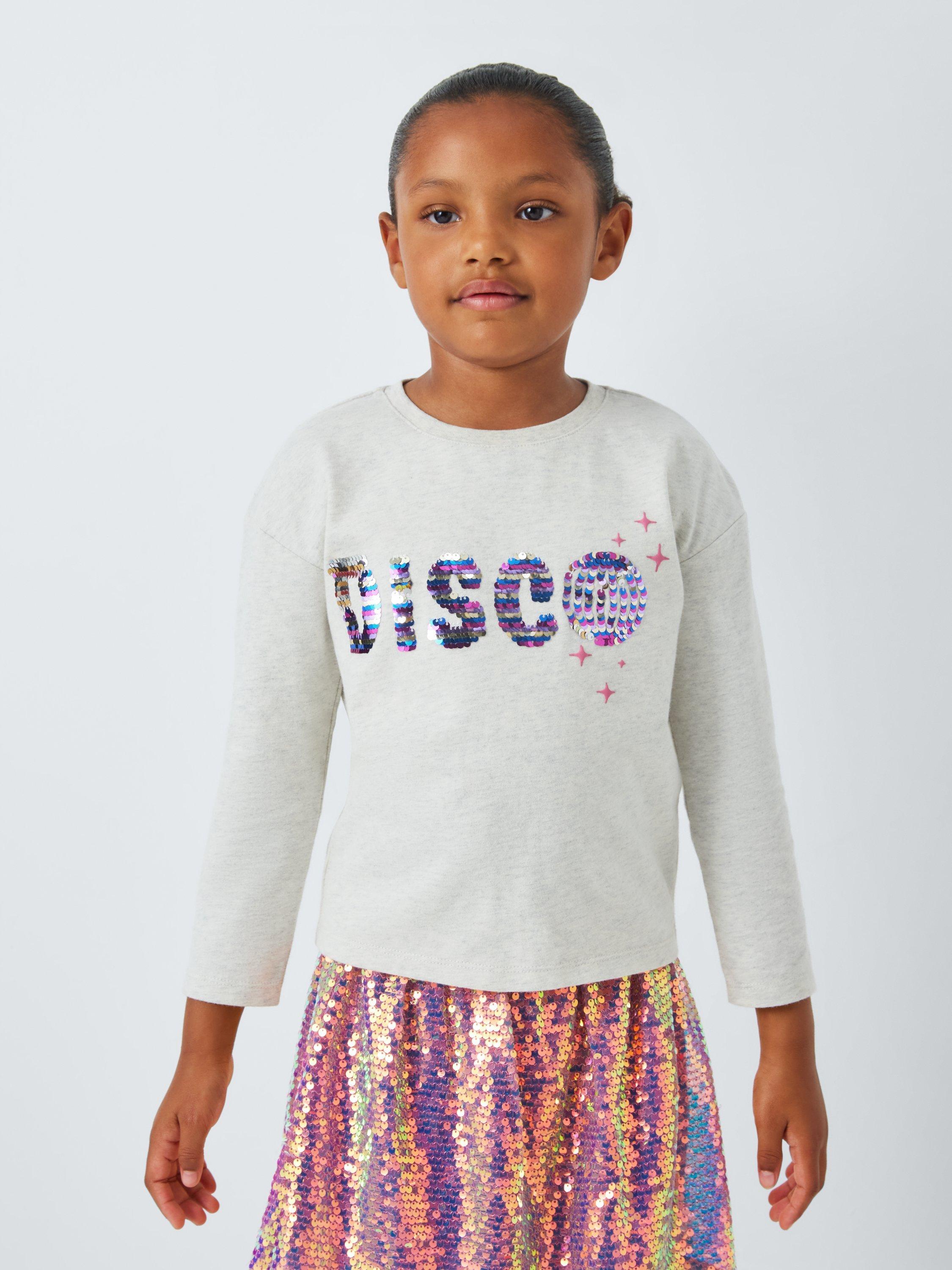 John Lewis Kids' Sequin Disco Top, Grey