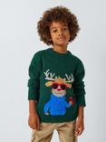 John Lewis Kids' Christmas Reindeer Jumper, Green