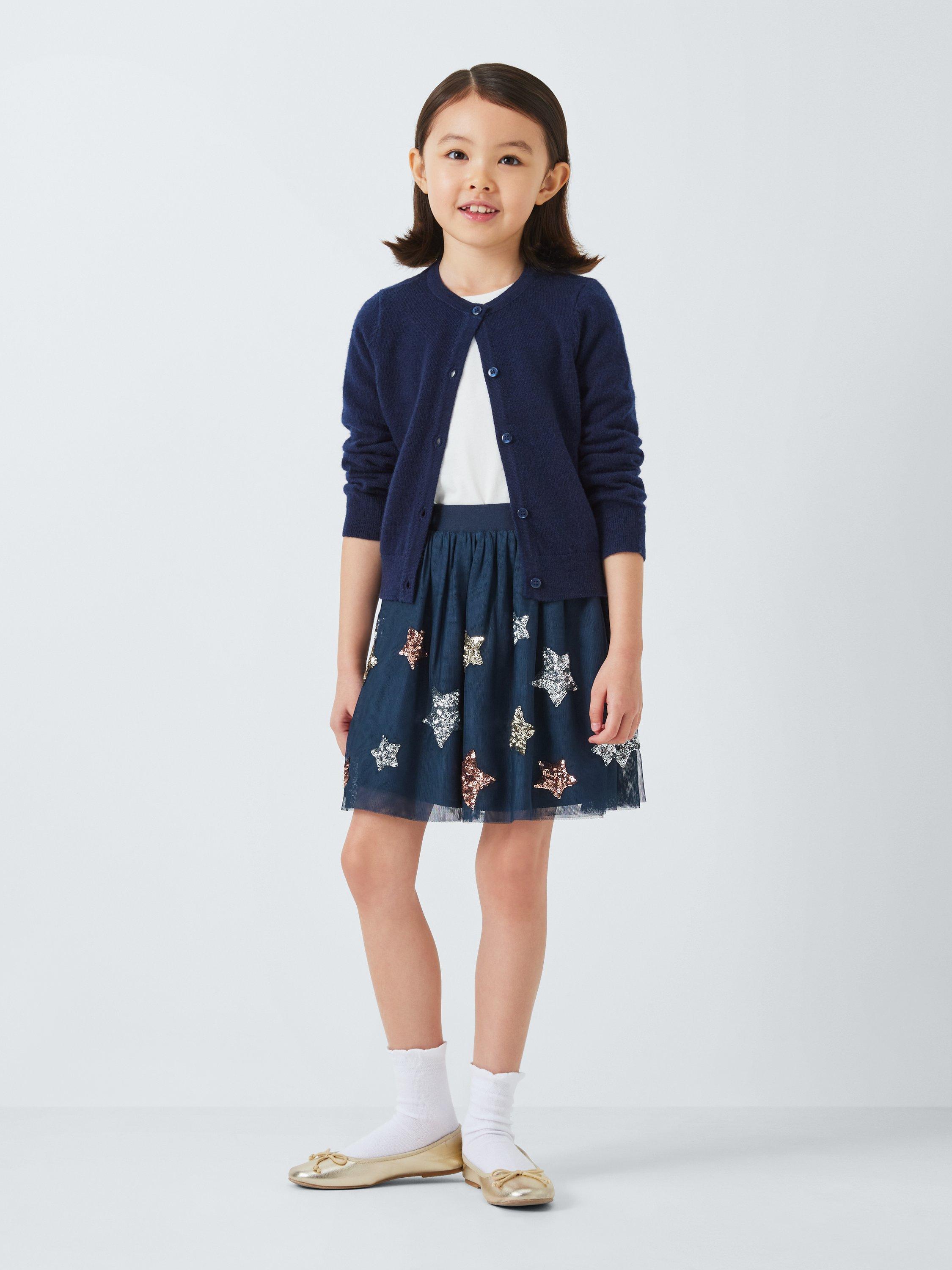 John Lewis Kids' Sequin Stars Tulle Skirt, Navy